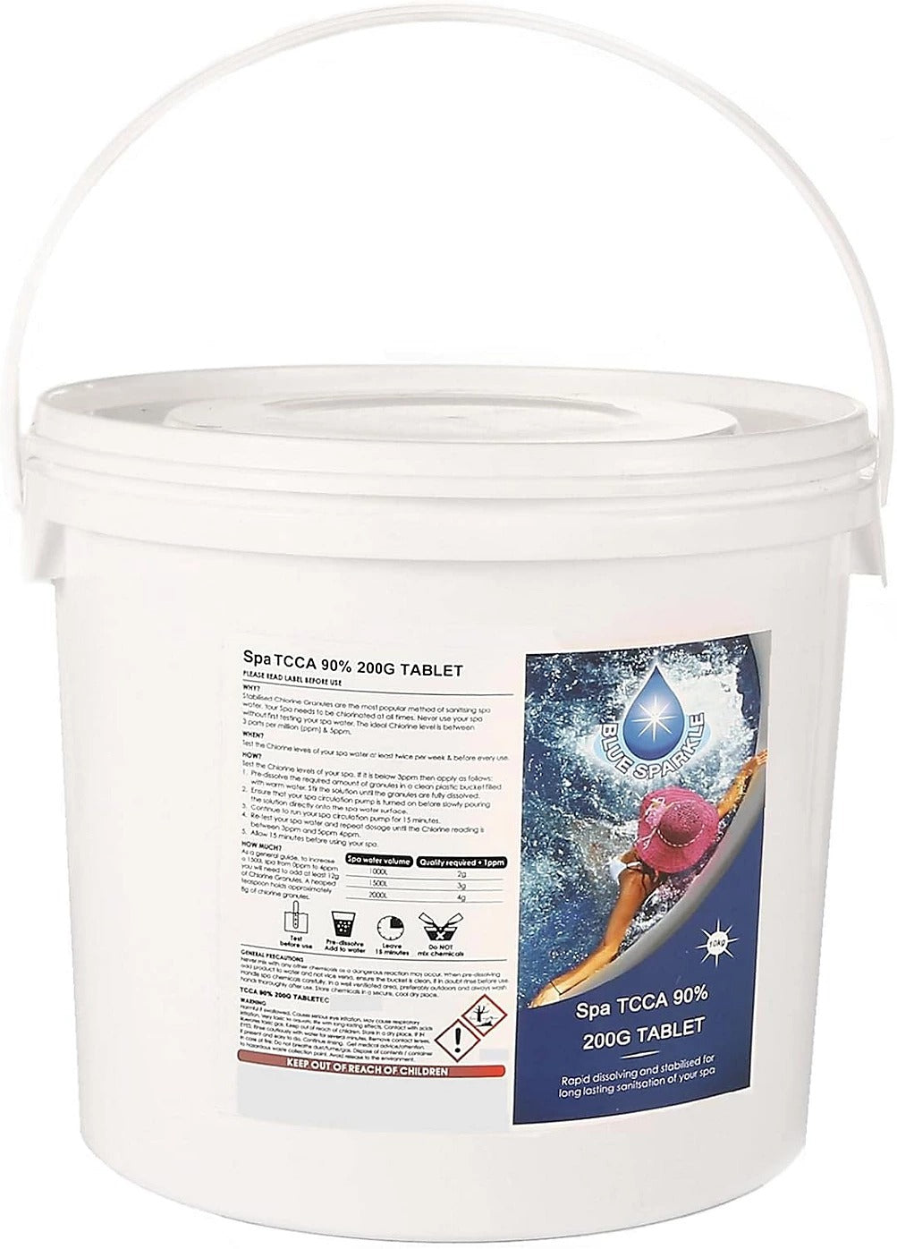 Blue Sparkle 5kg Chlorine Tablets Water Treatment Rapid Disinfecting Cleaning