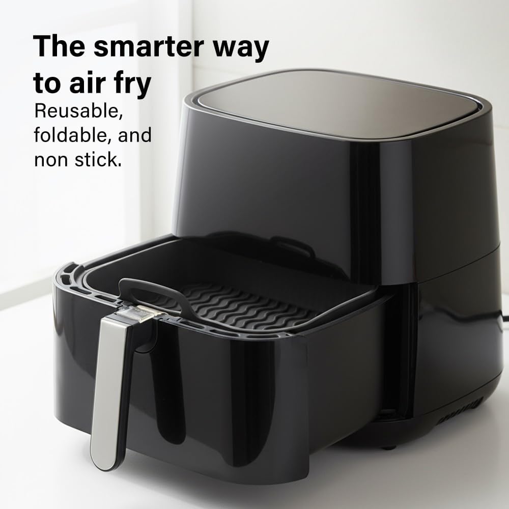 2 Pcs Foldable Silicone Air Fryer Tray Oven Microwave Reusable Dishwasher Safe