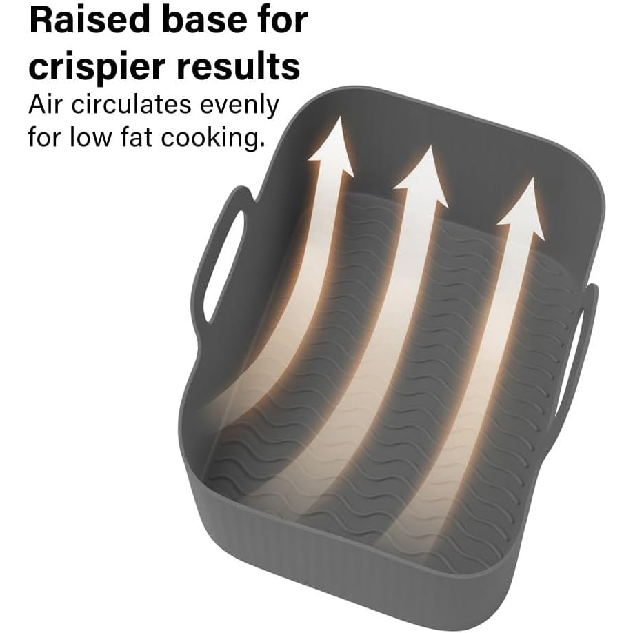 2 Pcs Foldable Silicone Air Fryer Tray Oven Microwave Reusable Dishwasher Safe