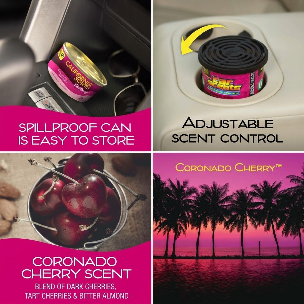 4x California Scents Coronado Cherry Car Air Fresheners Long Lasting Fragrance