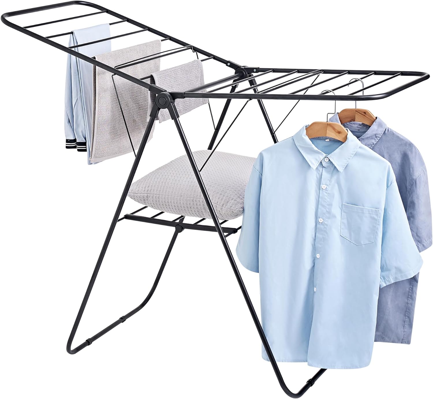 Clothes Airer Drying Rack Foldable with Height Adjustable Wings Laundry Dryer