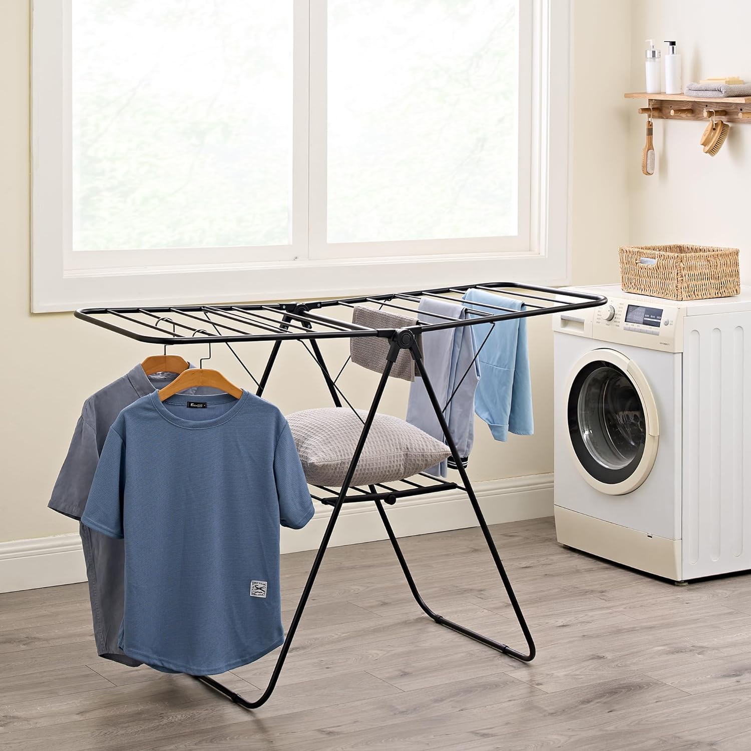 Clothes Airer Drying Rack Foldable with Height Adjustable Wings Laundry Dryer