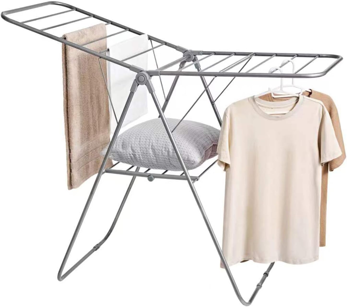 Clothes Airer Drying Rack Foldable with Height Adjustable Wings Laundry Dryer