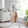 2-Tier Clothes Airer Drying Rack with 3 Rotatable Arms 24 Pegs Portable Foldable