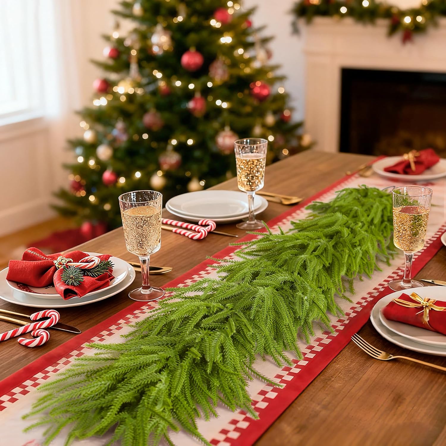 6ft/9ft Christmas Norfolk Pine Garland Artificial Green Decoration Mantle Stairs