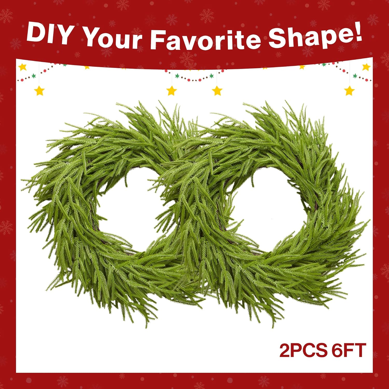 6ft/9ft Christmas Norfolk Pine Garland Artificial Green Decoration Mantle Stairs