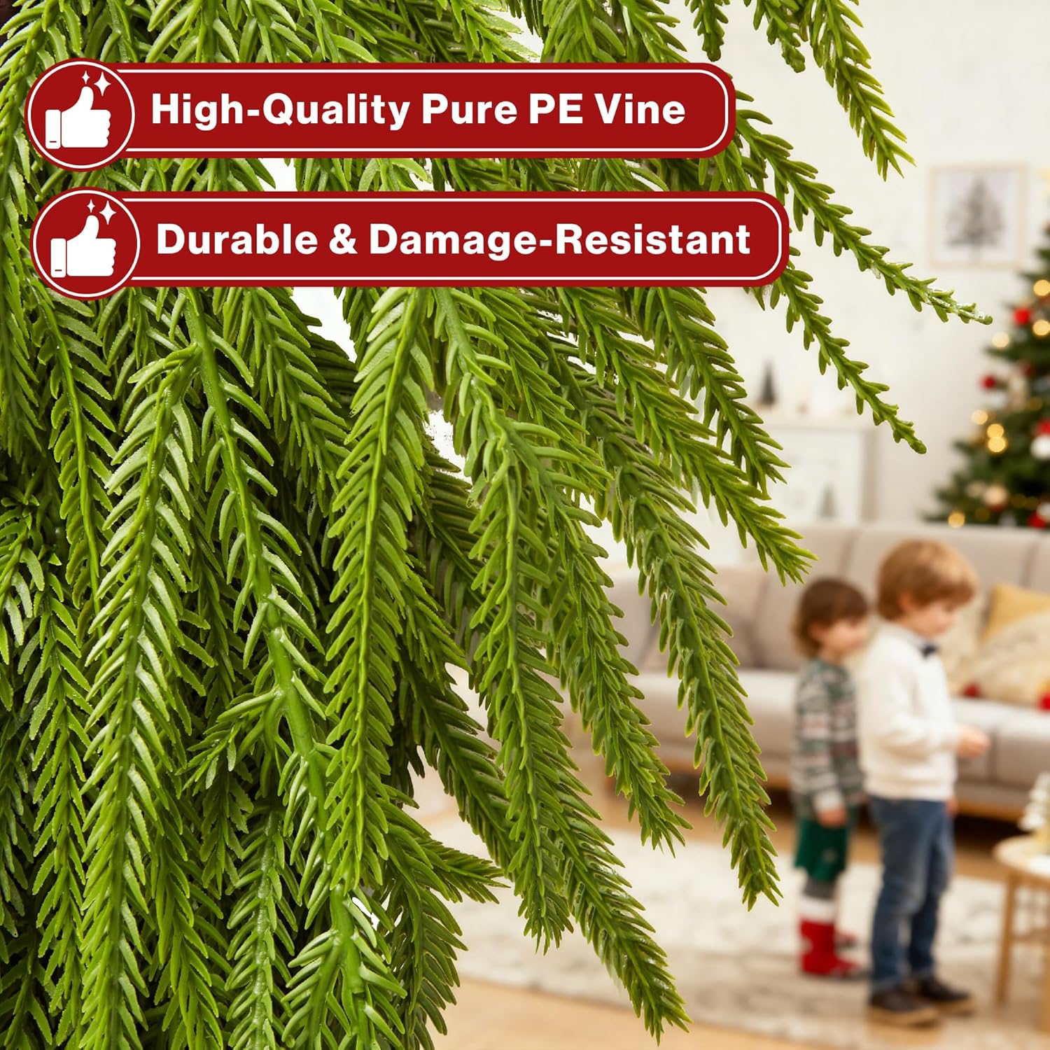 6ft/9ft Christmas Norfolk Pine Garland Artificial Green Decoration Mantle Stairs