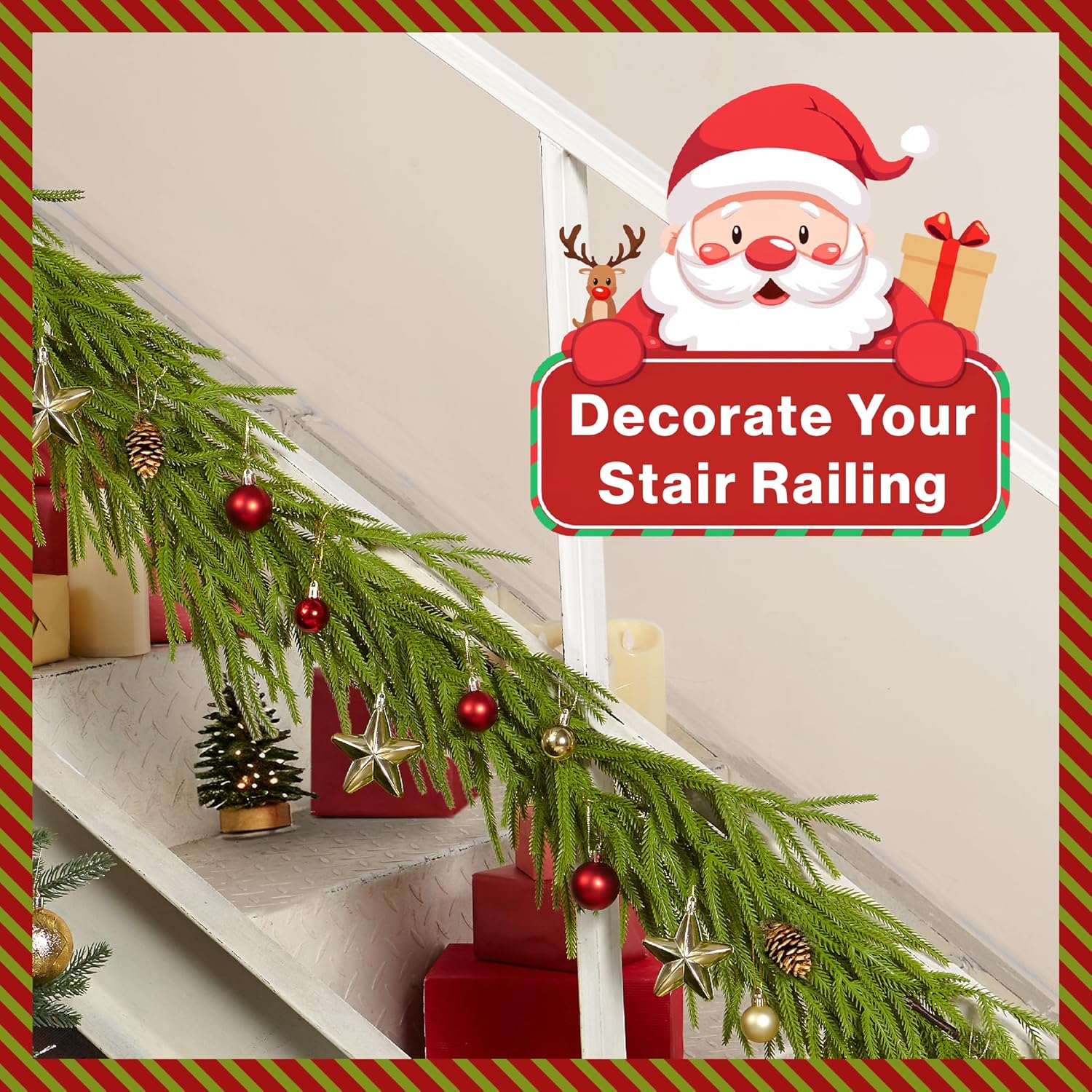 6ft/9ft Christmas Norfolk Pine Garland Artificial Green Decoration Mantle Stairs
