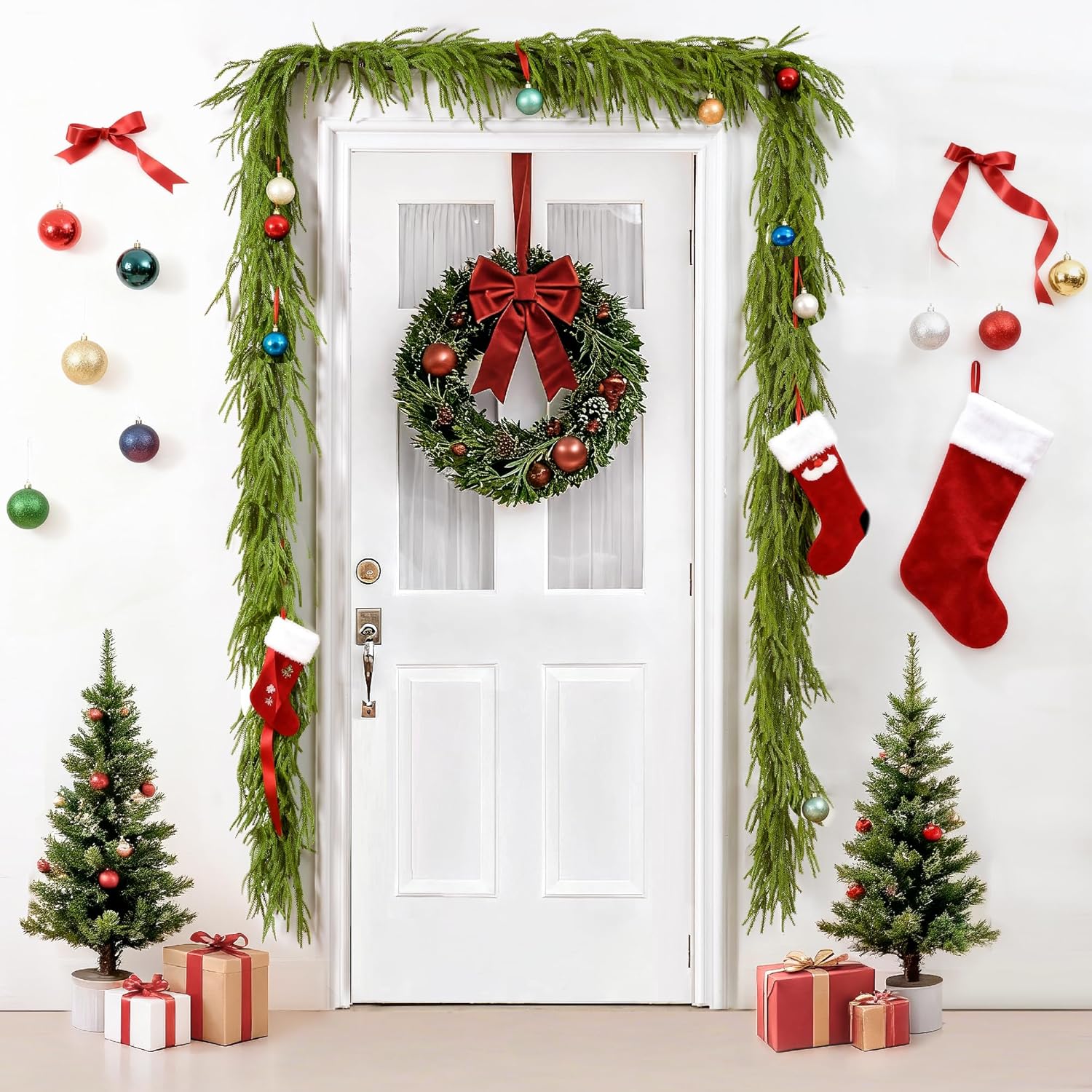 6ft/9ft Christmas Norfolk Pine Garland Artificial Green Decoration Mantle Stairs