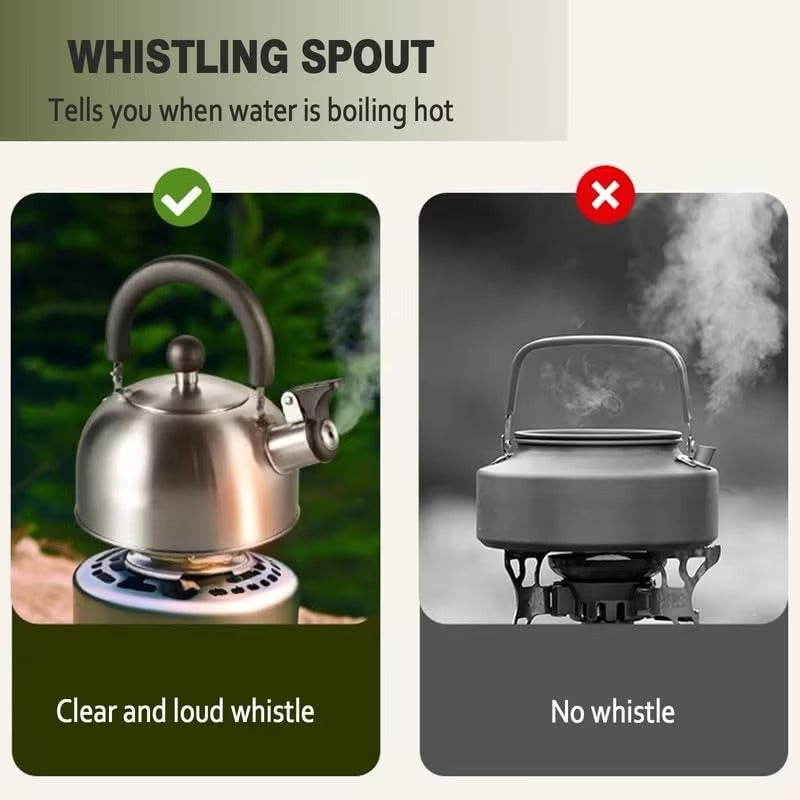 2L Camping Whistling Travelling Kettle Teapot Coffee Pot Portable Travel Hiking