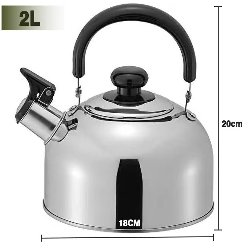 2L Camping Whistling Travelling Kettle Teapot Coffee Pot Portable Travel Hiking