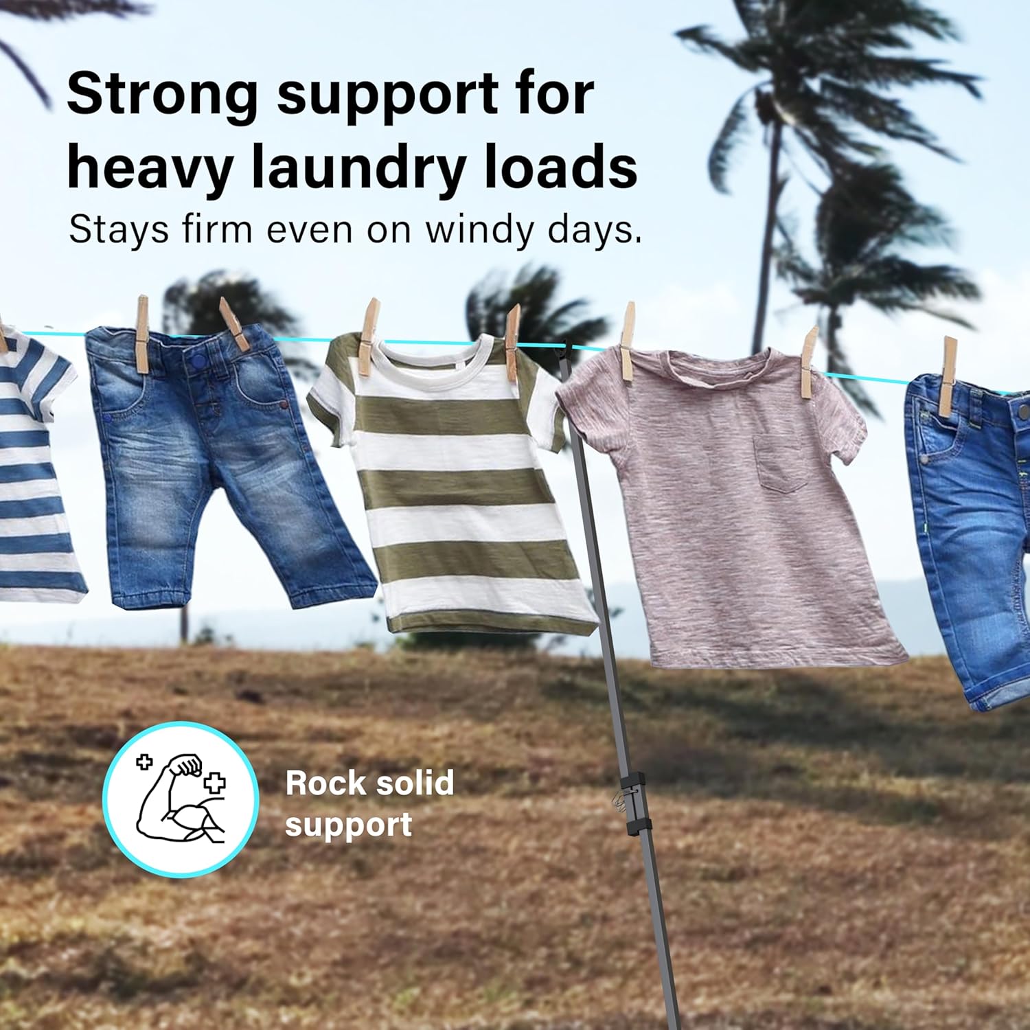2.2M Extra Heavy Duty Washing Line Prop Pole Outdoor Galvanised Extendable
