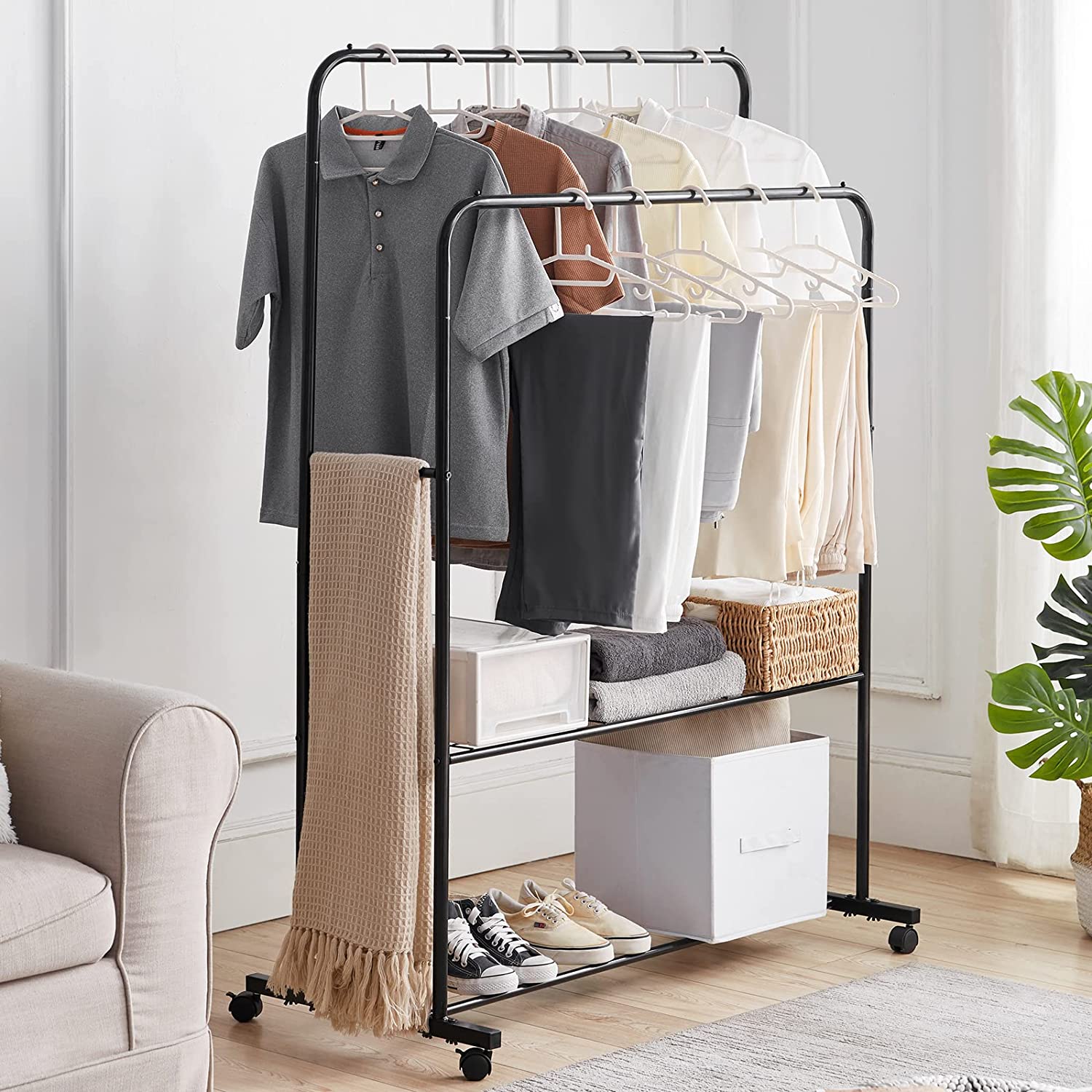 Heavy Duty Clothes Rail Rack Garment Hanging Display Stand Shoes Storage Shelves