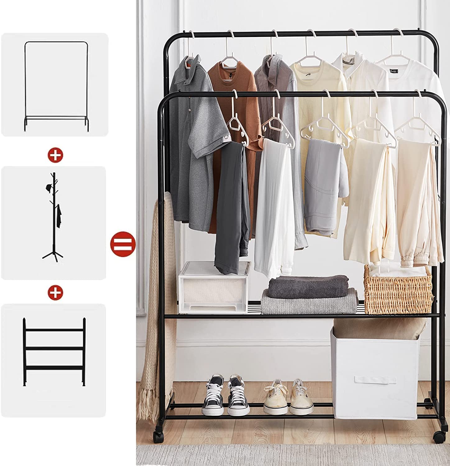 Heavy Duty Clothes Rail Rack Garment Hanging Display Stand Shoes Storage Shelves