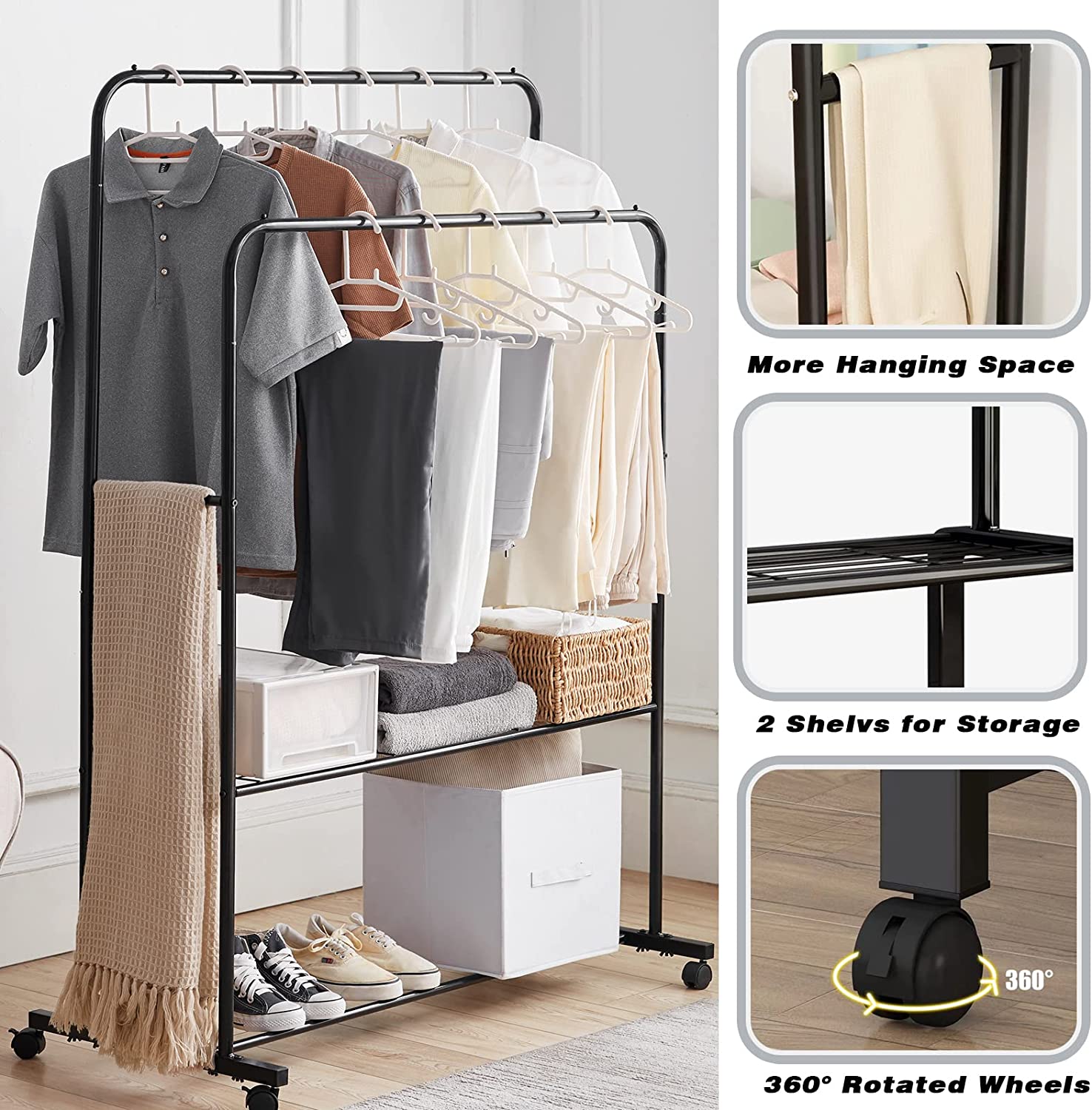 Heavy Duty Clothes Rail Rack Garment Hanging Display Stand Shoes Storage Shelves