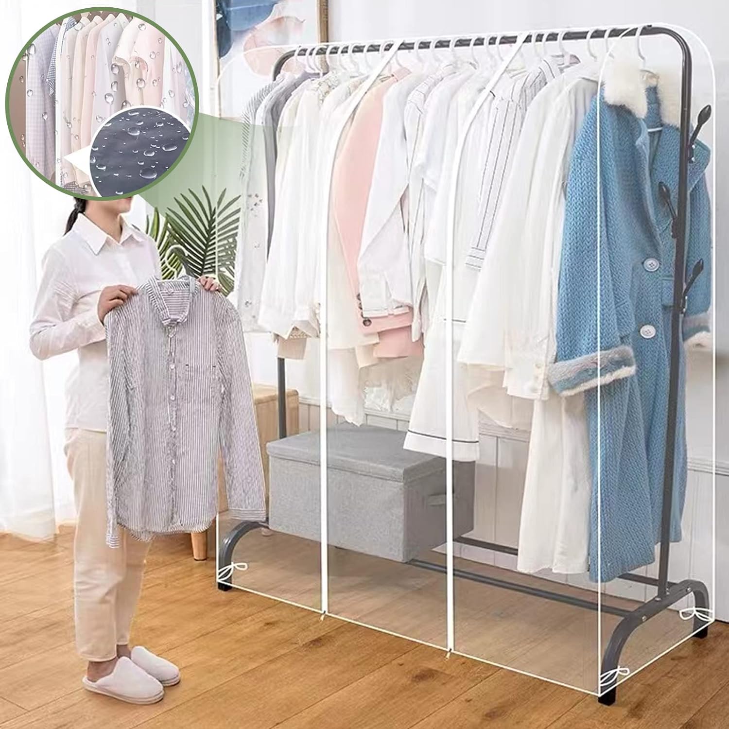 Transparent Clothes Garment Rail Rack Strong Zipped Cover Clear Protective Zip