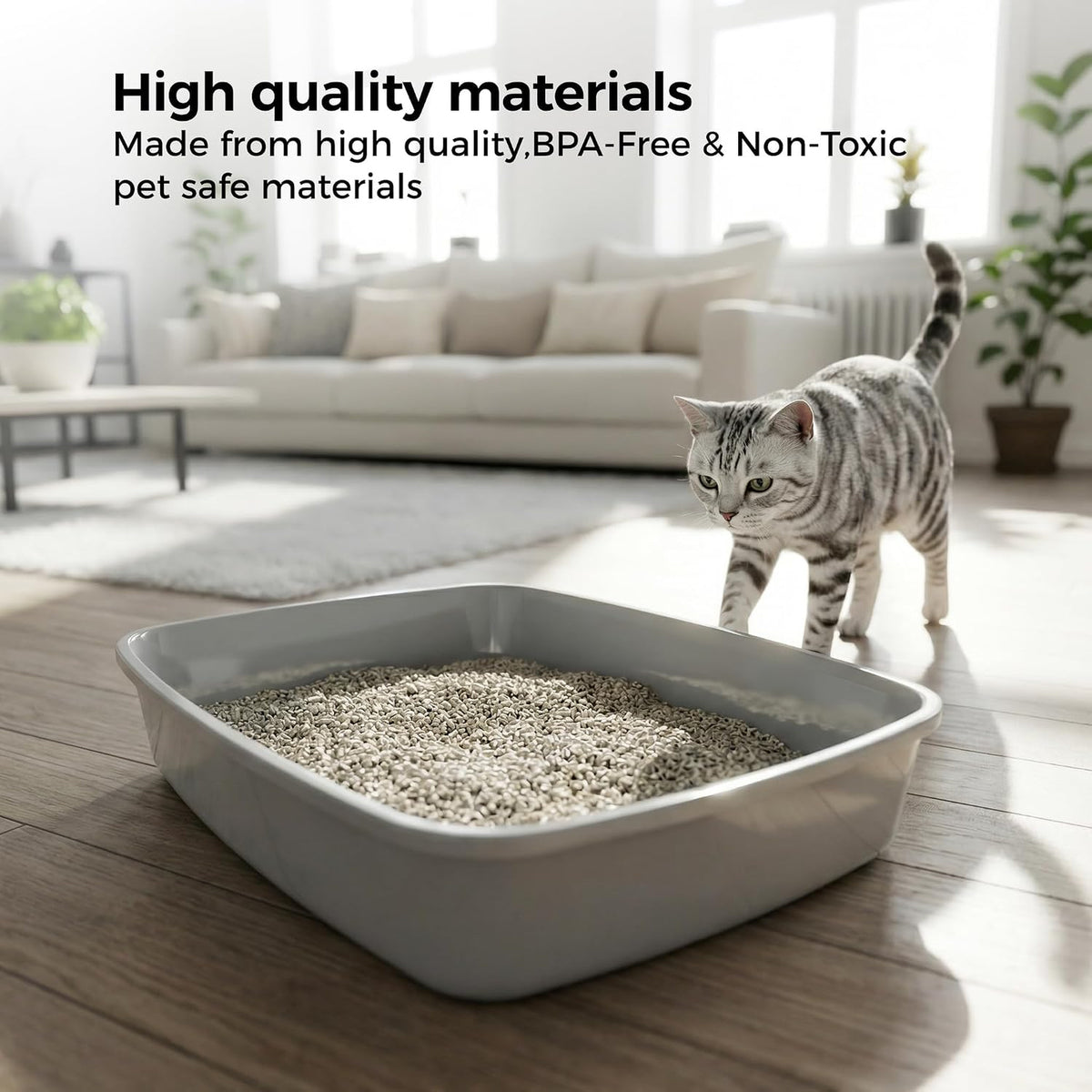 Plastic Cat Litter Tray Open Top Easy Clean Pet Rabbit Toilet 40 x 30 x 9cm