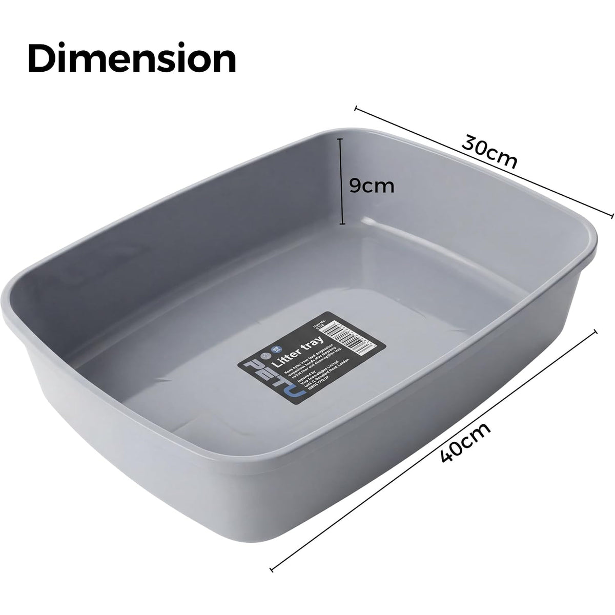 Plastic Cat Litter Tray Open Top Easy Clean Pet Rabbit Toilet 40 x 30 x 9cm