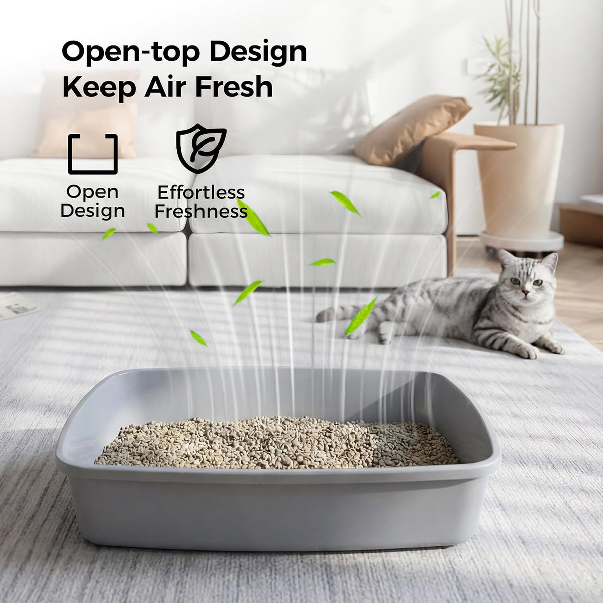 Plastic Cat Litter Tray Open Top Easy Clean Pet Rabbit Toilet 40 x 30 x 9cm