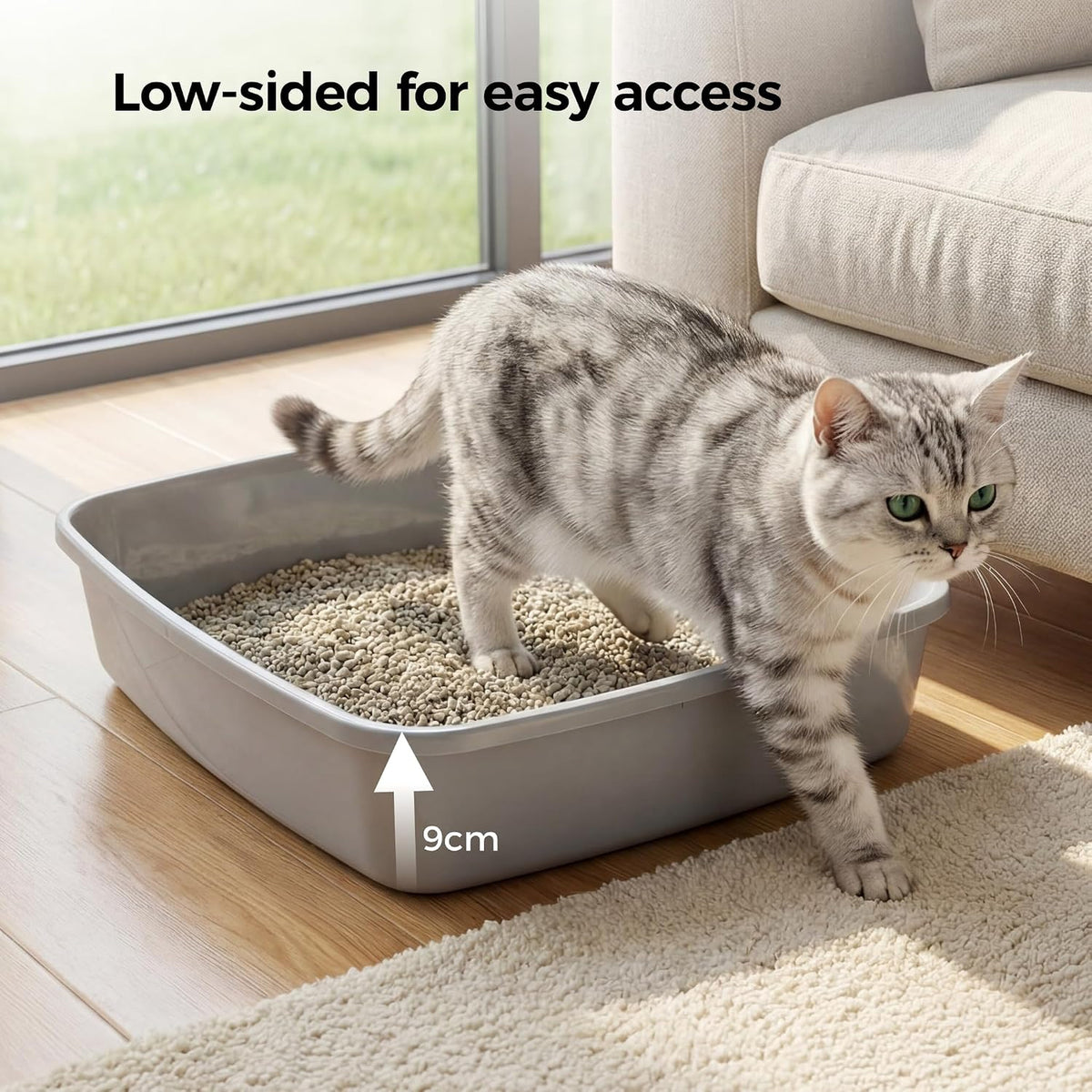 Plastic Cat Litter Tray Open Top Easy Clean Pet Rabbit Toilet 40 x 30 x 9cm