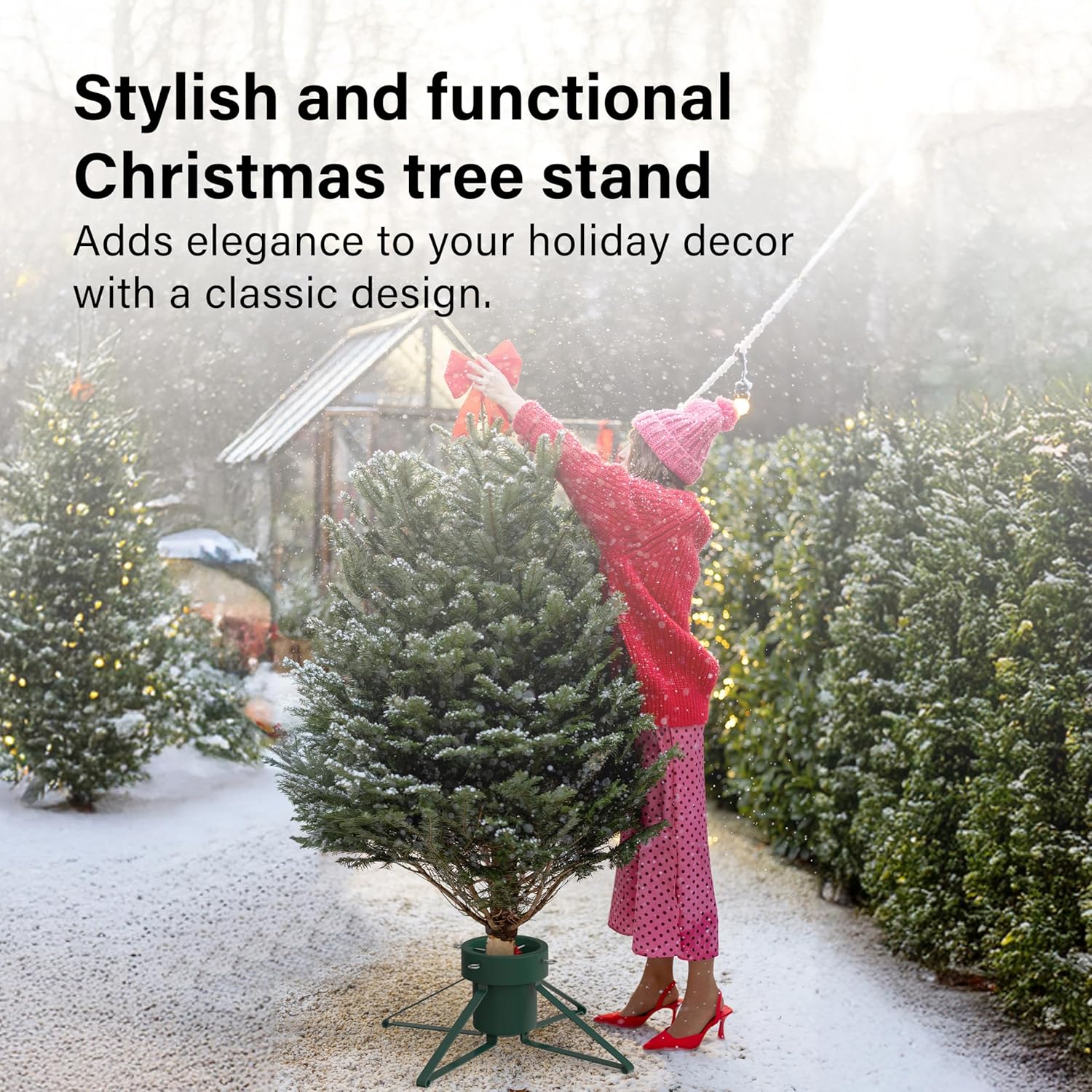 Real Christmas Tree Stand Base Holder Trees Up To 2.3M Tall 12cm Trunk 2L Water