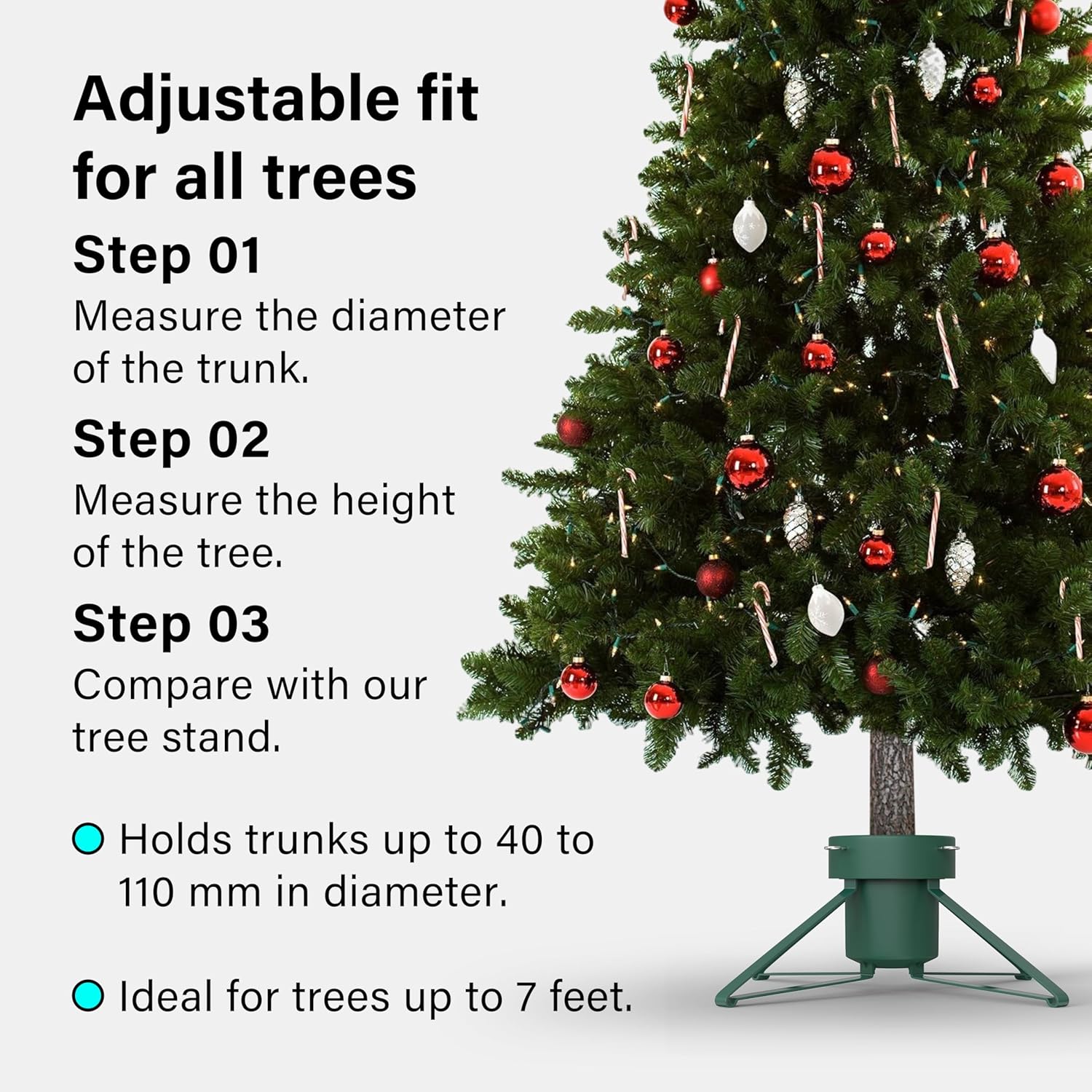 Real Christmas Tree Stand Base Holder Trees Up To 2.3M Tall 12cm Trunk 2L Water