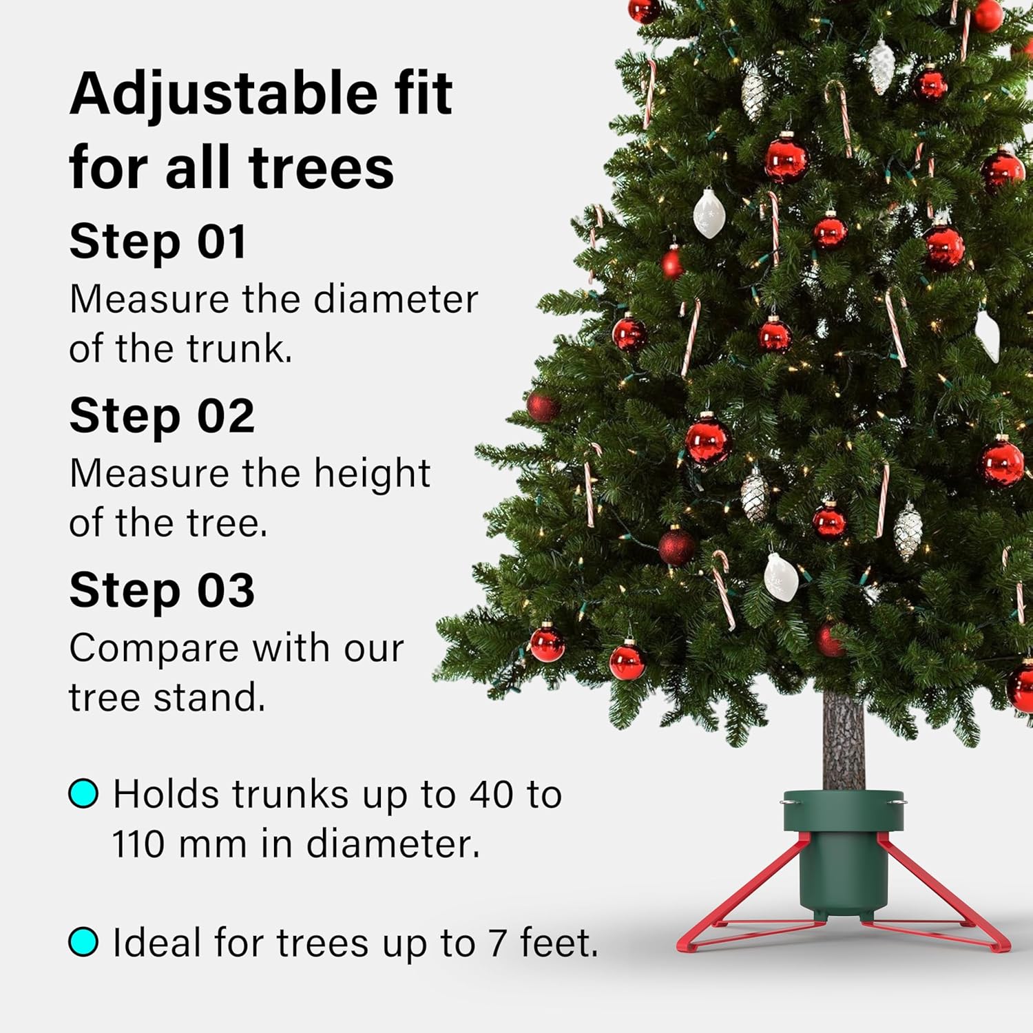 Real Christmas Tree Stand Base Holder Trees Up To 2.3M Tall 12cm Trunk 2L Water