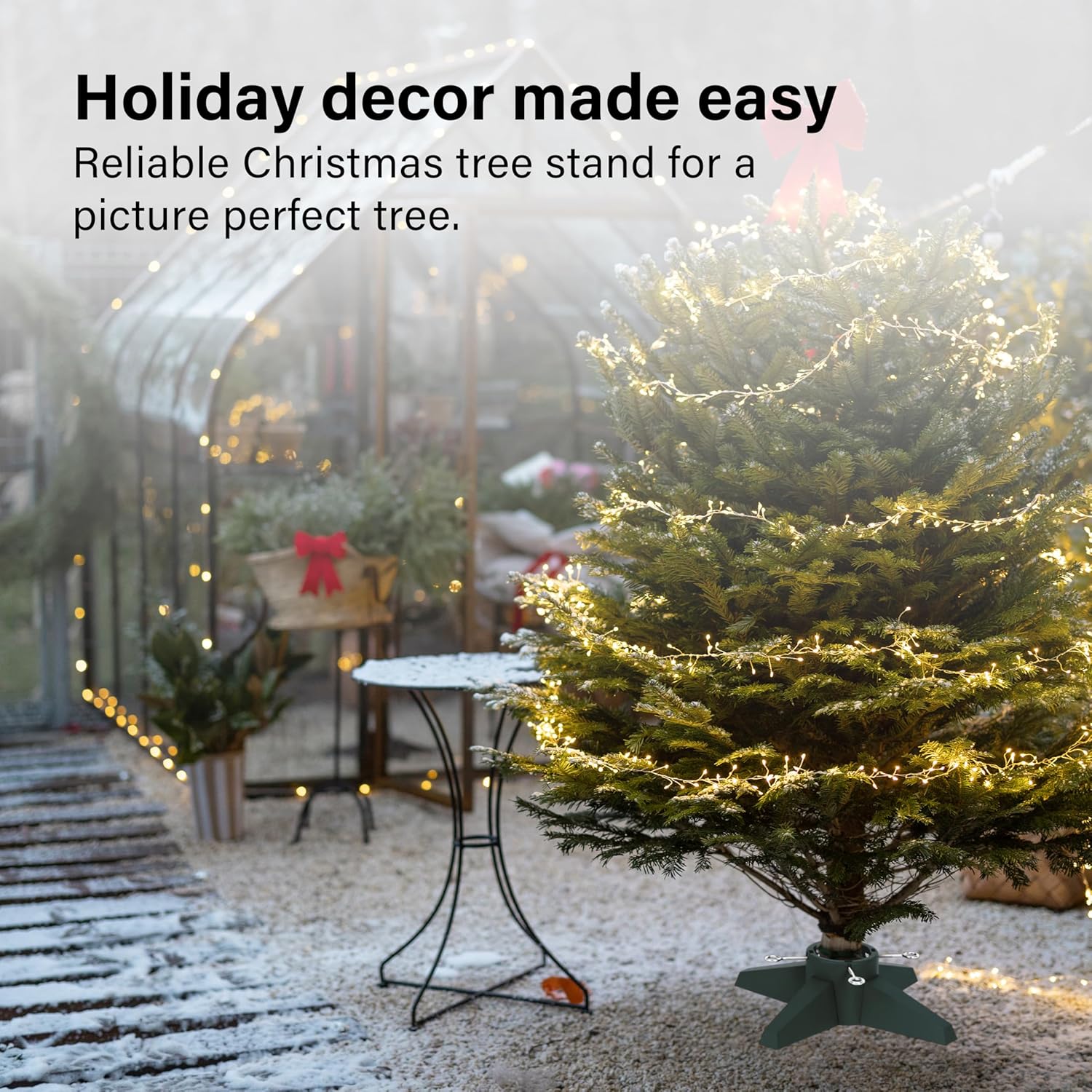 Christmas Tree Stand with Reservoir Fits Trees up To 2.1M Xmas Base Holder Green