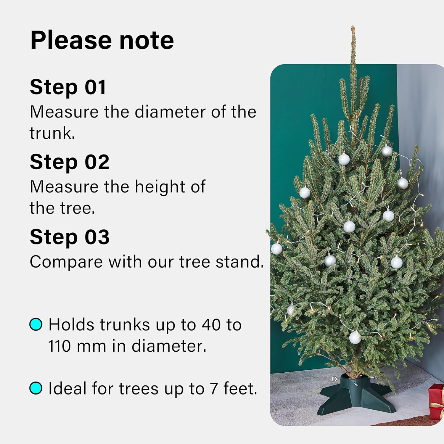 Christmas Tree Stand with Reservoir Fits Trees up To 2.1M Xmas Base Holder Green