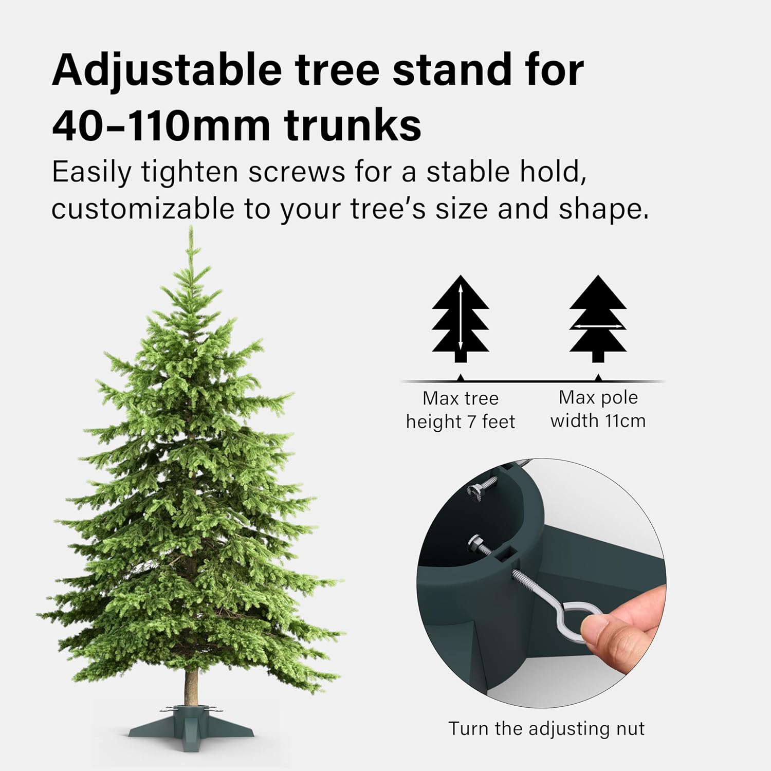 Christmas Tree Stand with Reservoir Fits Trees up To 2.1M Xmas Base Holder Green