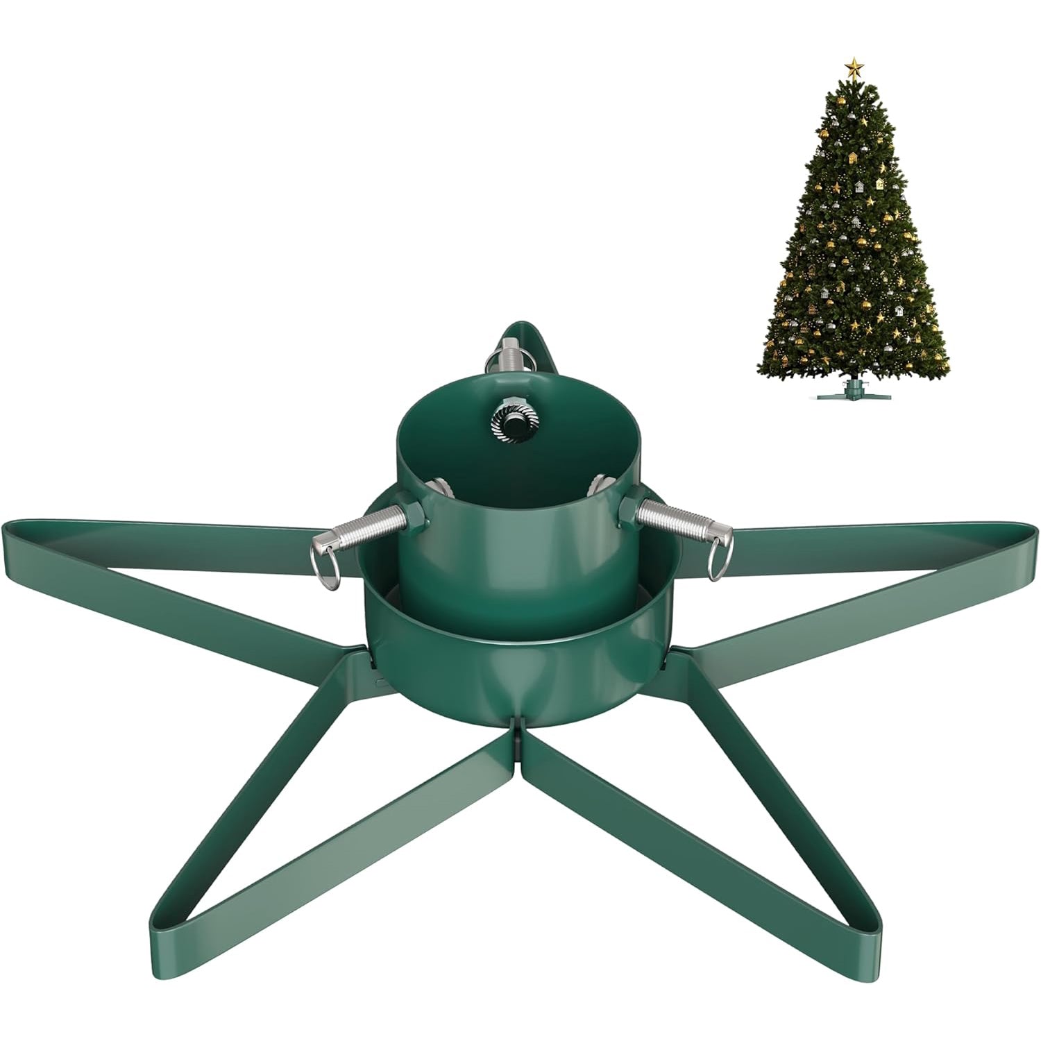 Star Shaped Christmas Tree Stand with 0.9L Water Reservoir Metal Base Xmas Decor