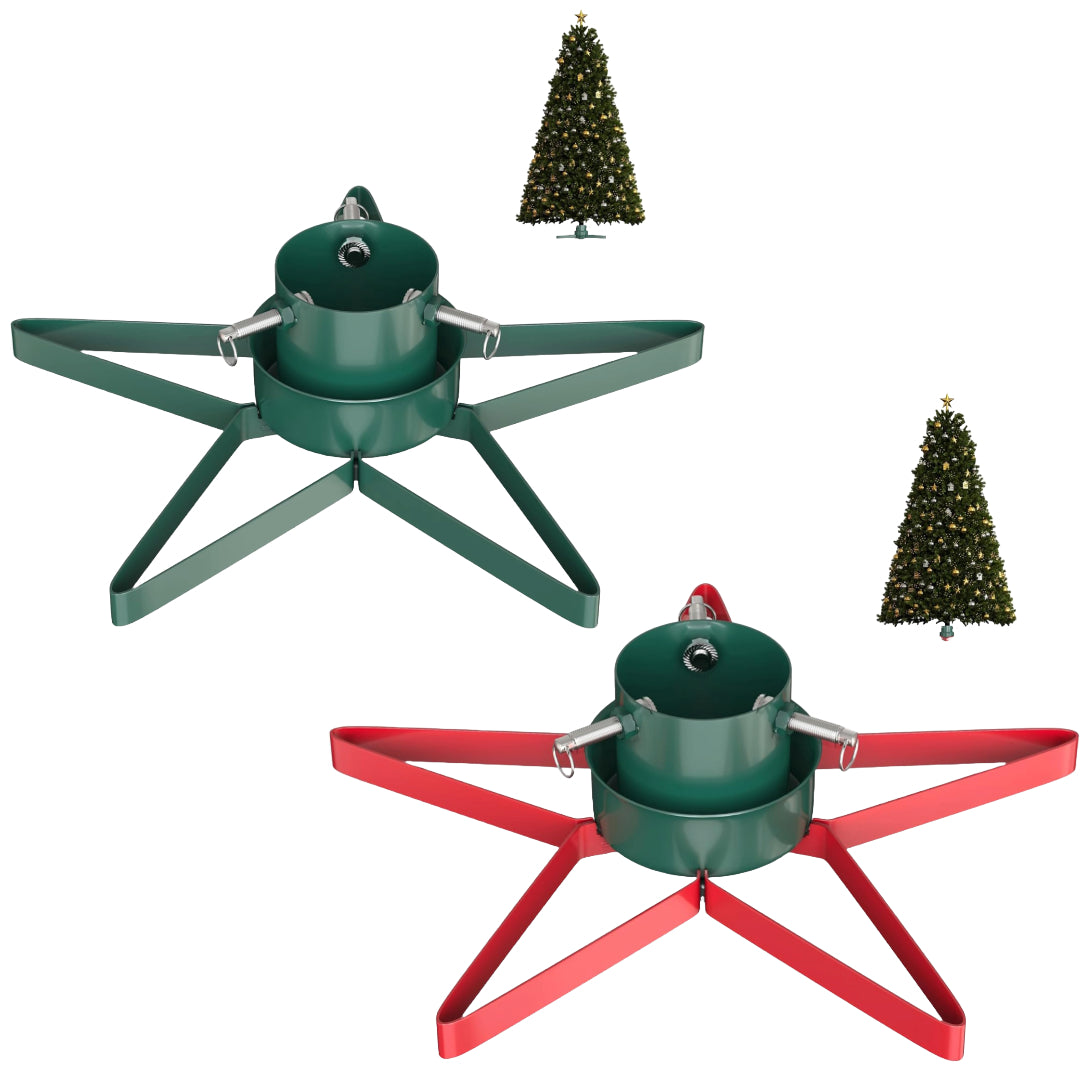 Star Shaped Christmas Tree Stand with 0.9L Water Reservoir Metal Base Xmas Decor