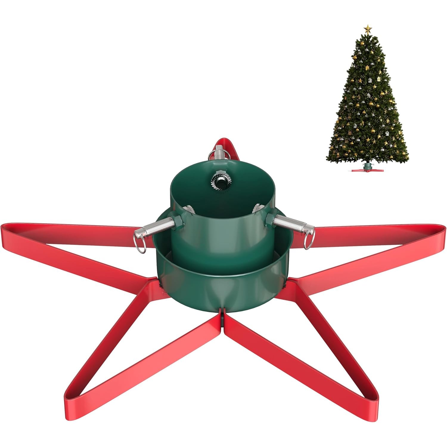 Star Shaped Christmas Tree Stand with 0.9L Water Reservoir Metal Base Xmas Decor