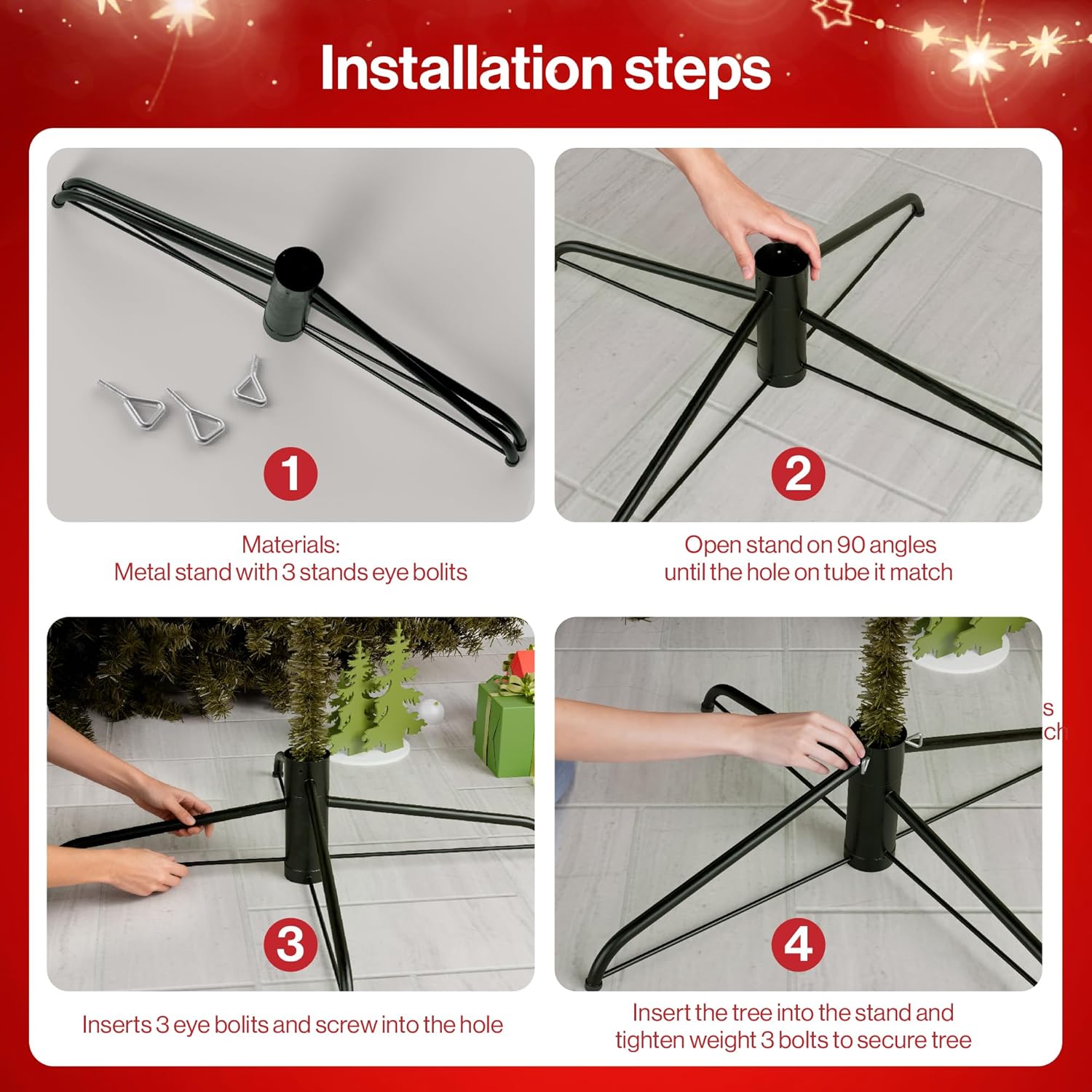 50cm Christmas Tree Stand Base Artificial Trees Up to 7ft Stable Durable Screw