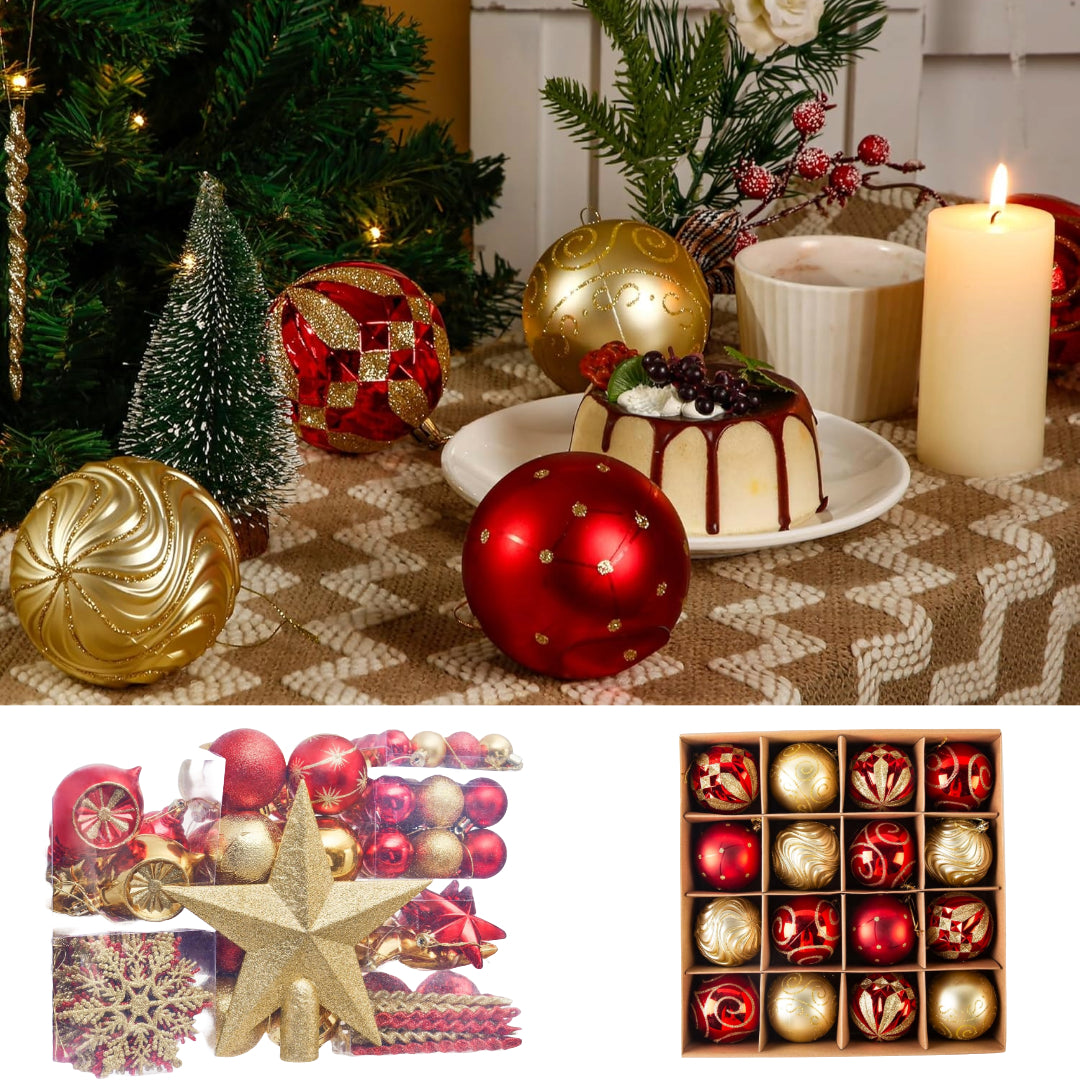 Christmas Baubles Set Tree Xmas Balls Decor Festival Ornament Gifts 16pc/108pc