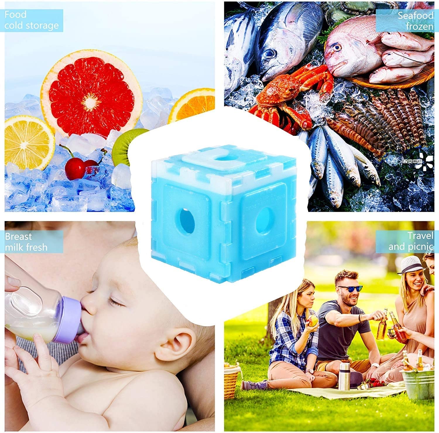 Ice Pack Freezer Blocks for Cooler Bag Cool Box Picnic Box Bag Keep Food Cold