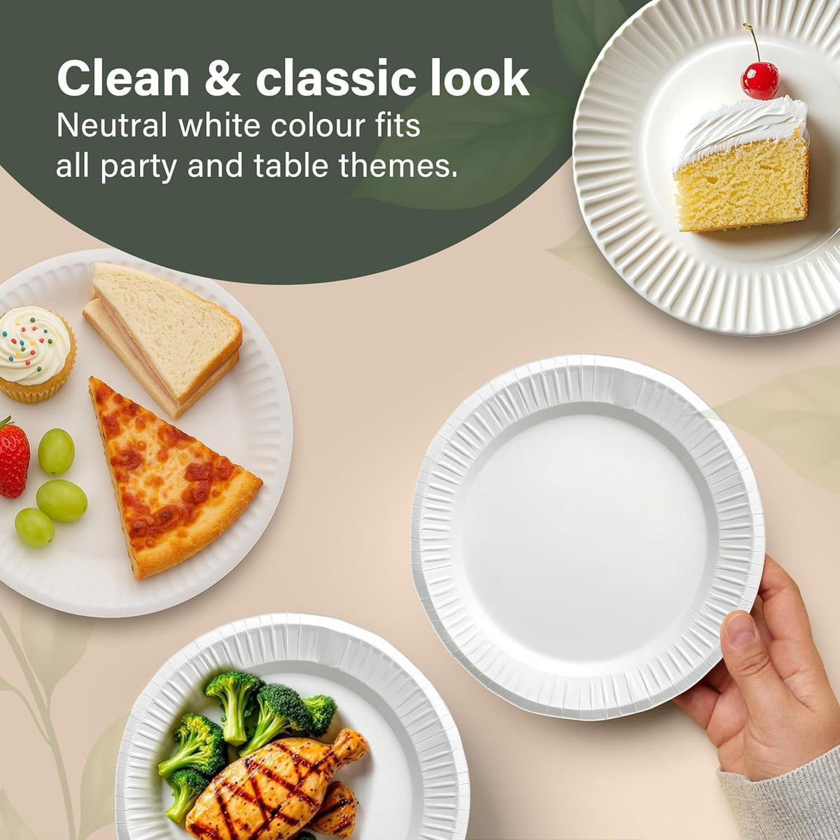 100 Pack 7 Inch Disposable Paper Plates 18cm Biodegradable Parties BBQ Picnic