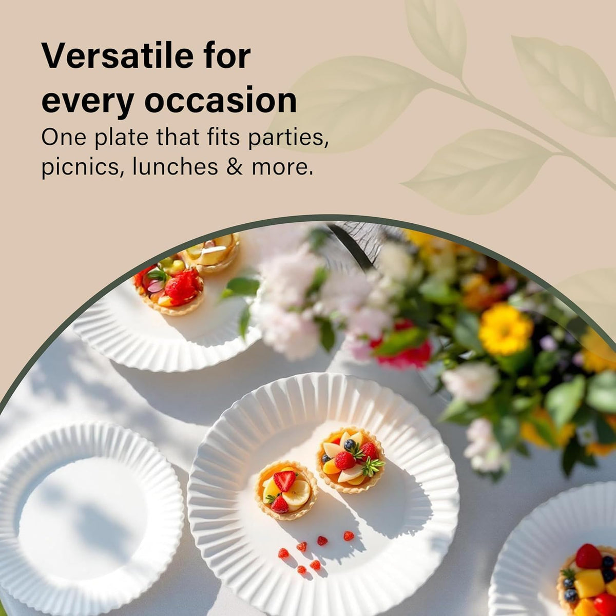100 Pack 7 Inch Disposable Paper Plates 18cm Biodegradable Parties BBQ Picnic