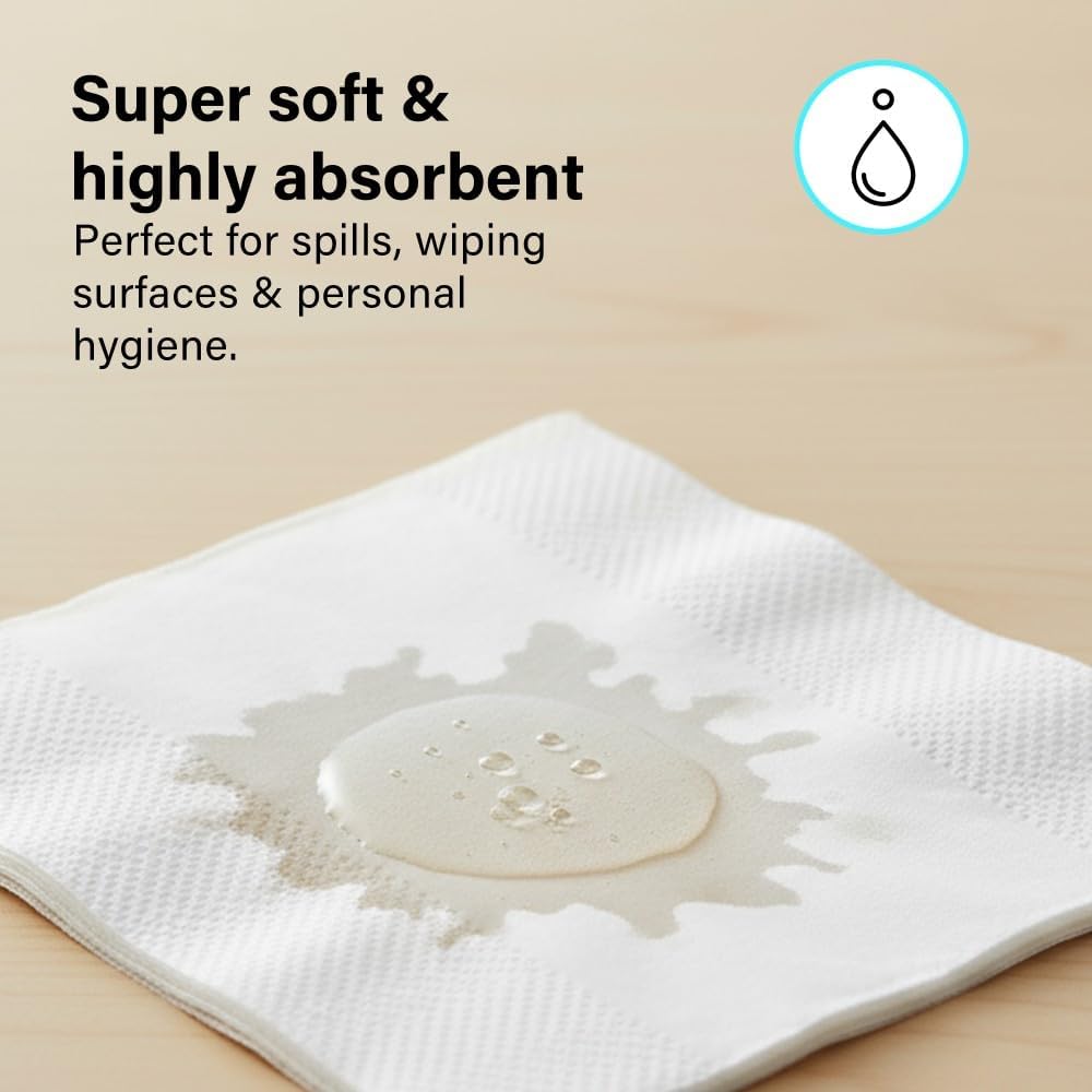 100-Pack 2-Ply White Paper Napkins 33cm Soft Strong Highly Absorbent Tableware