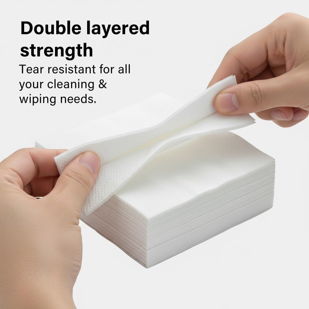 100-Pack 2-Ply White Paper Napkins 33cm Soft Strong Highly Absorbent Tableware