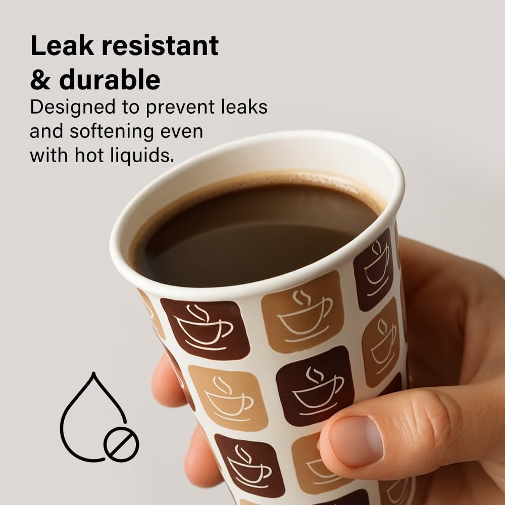 50pc 8/12oz Hot Cold Paper Cups Eco Friendly Biodegradable BBQs Picnics Weddings