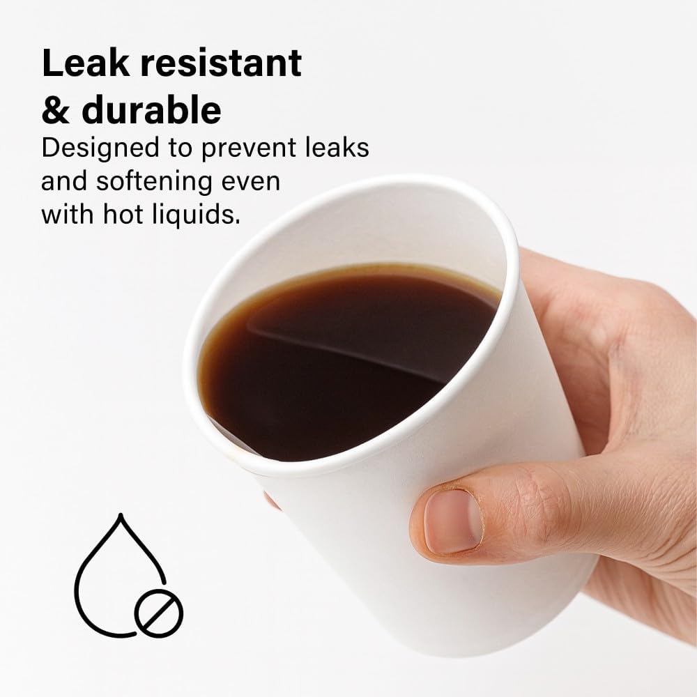 50pc 8/12oz Hot Cold Paper Cups Eco Friendly Biodegradable BBQs Picnics Weddings