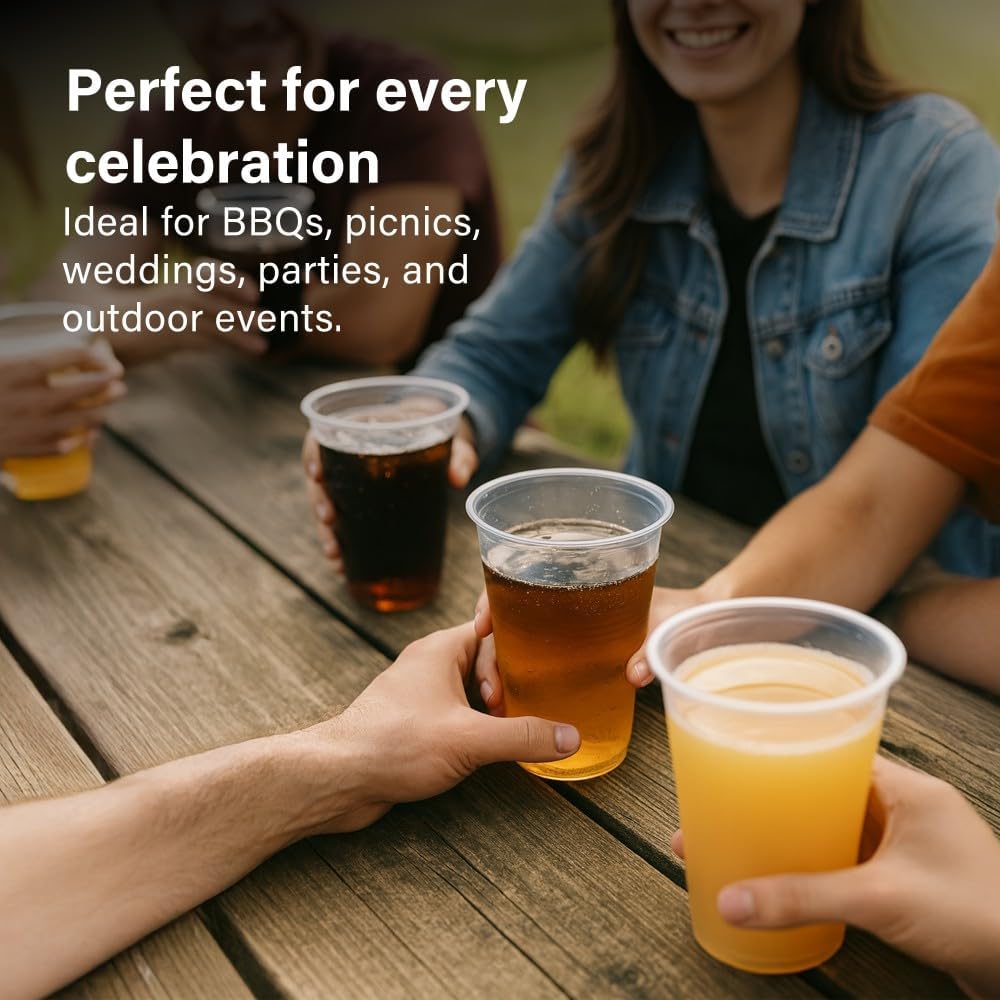 50pc 8/12oz Hot Cold Paper Cups Eco Friendly Biodegradable BBQs Picnics Weddings