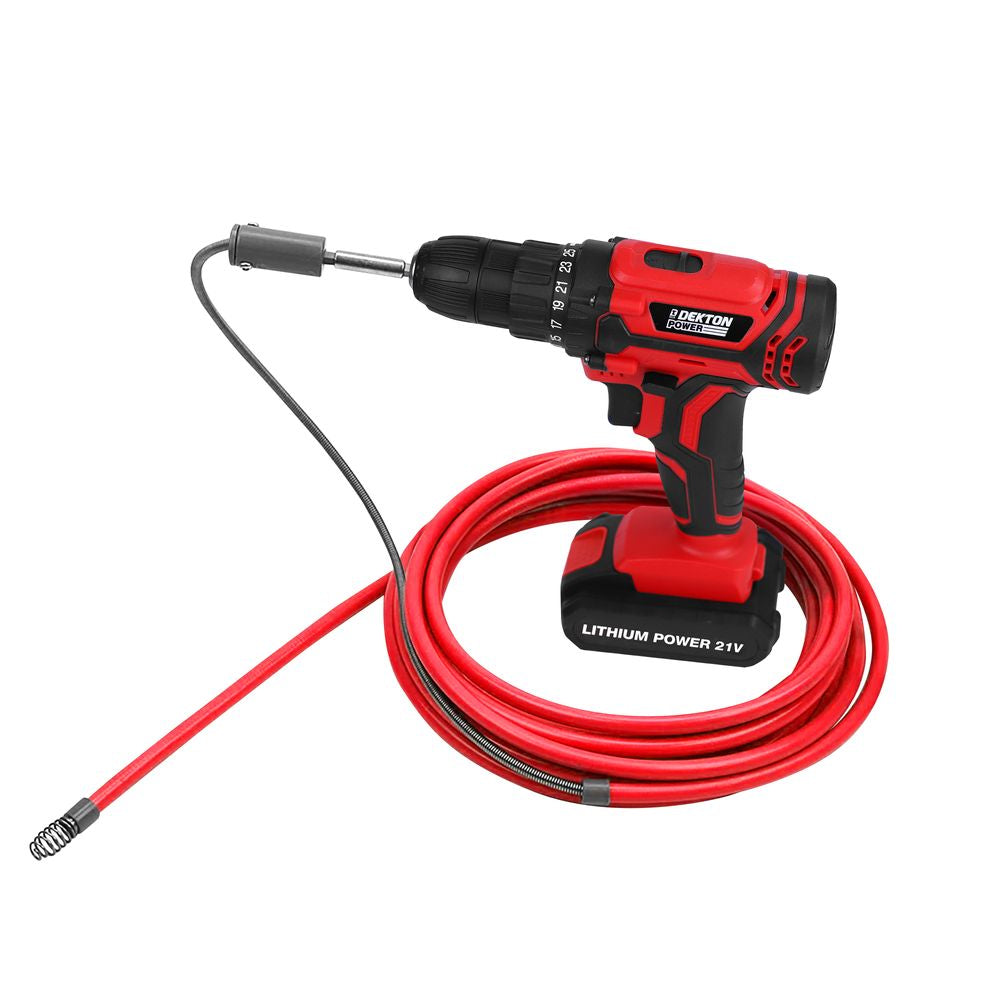 Dekton 7m Drain Auger Unblocker Flexible Pipe Cleaner Sink Unclog Hair Remover