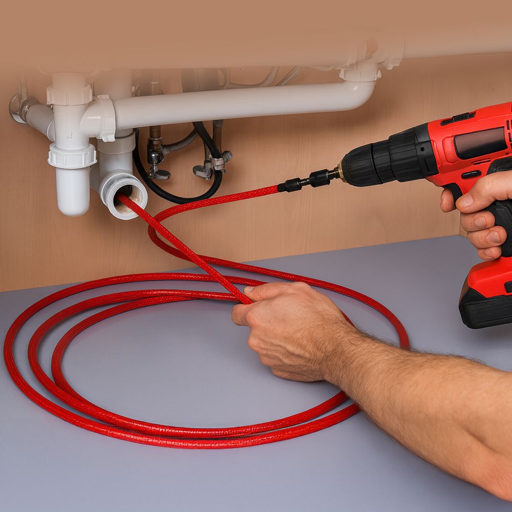 Dekton 7m Drain Auger Unblocker Flexible Pipe Cleaner Sink Unclog Hair Remover