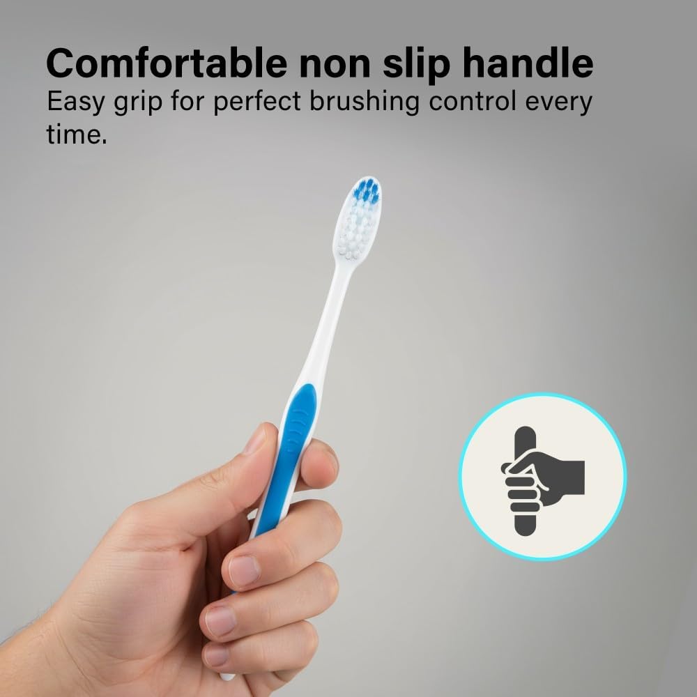 8 Pack Manual Toothbrush Firm Bristles Adults Non-Slip Comfort Grip Family Use