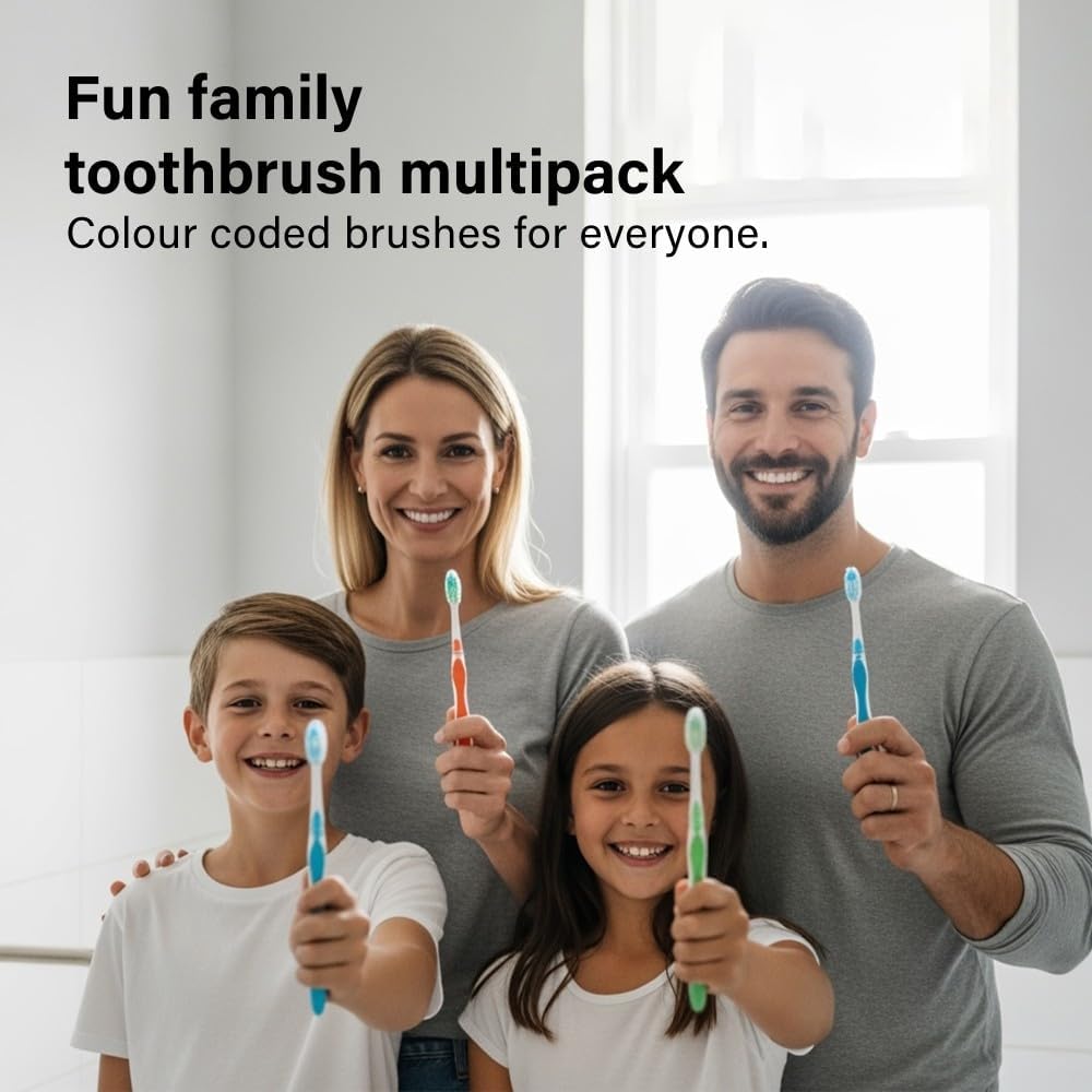 8 Pack Manual Toothbrush Firm Bristles Adults Non-Slip Comfort Grip Family Use