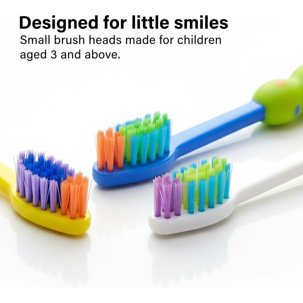 3 Pack Kids Toothbrushes with Medium Bristles Gentle On Gums Easy Grip Handles