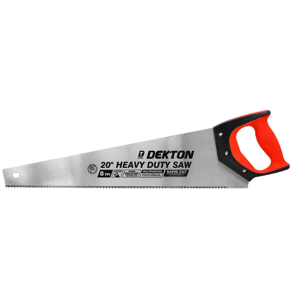 Dekton Heavy Duty Handsaw 500mm 8TPI Carpenters Hand Saw Sharp Cut Rigid Blade