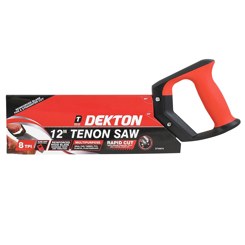 Dekton 300mm Hardpoint Mitre Soft Grip Tenon Saw 8 TPI For Cutting Wood